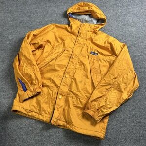 Vintage Patagonia Jacket Kids 14 Yellow Hooded Nylon Windbreaker Style 64281